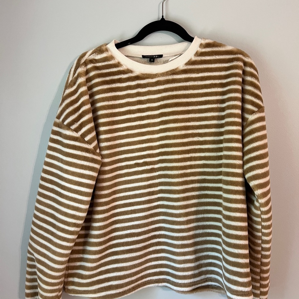 Papermoon Brown and White Crewneck Sweater Classic Stripes